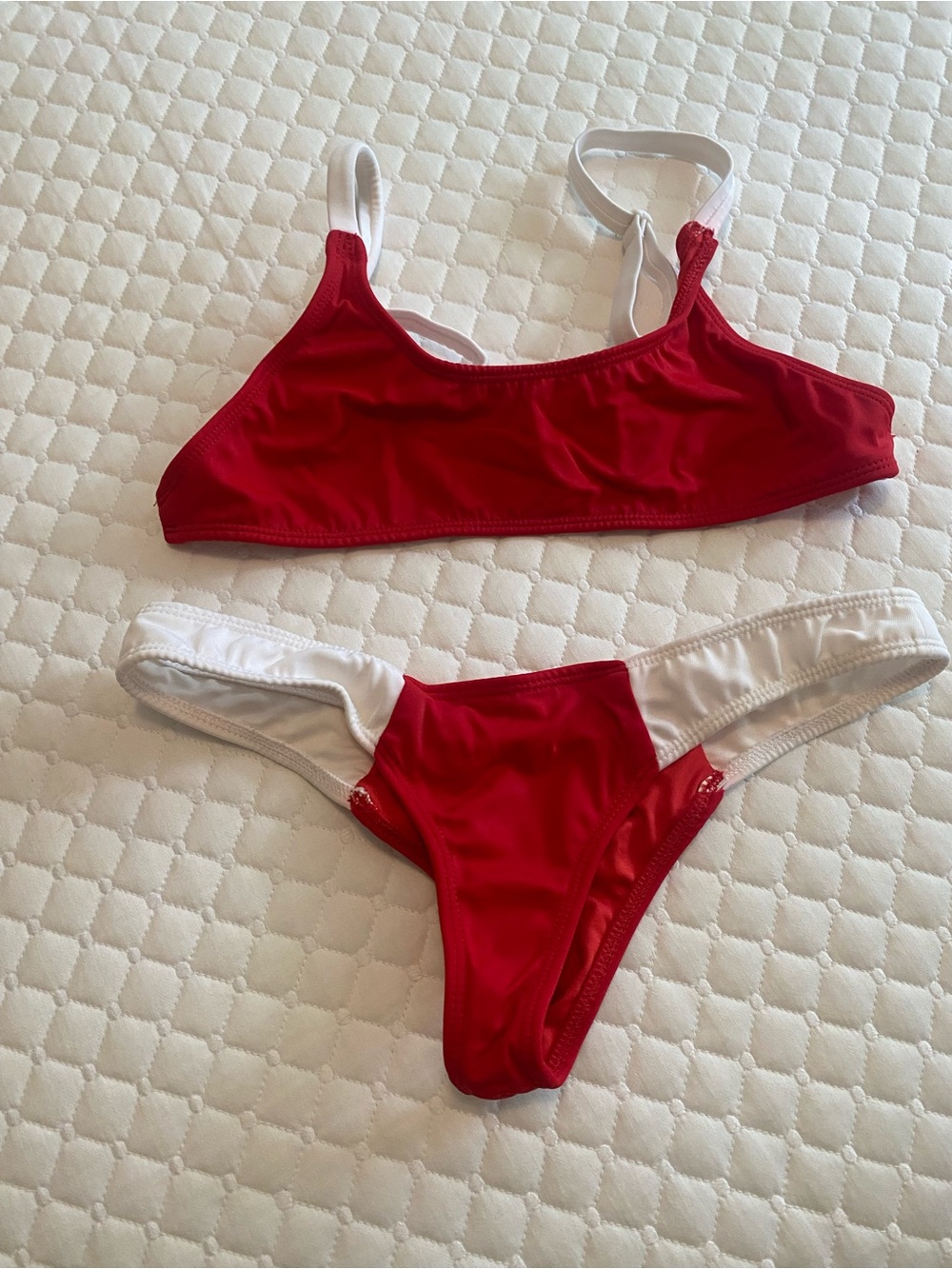 Red and White Two-Piece Bikini Set